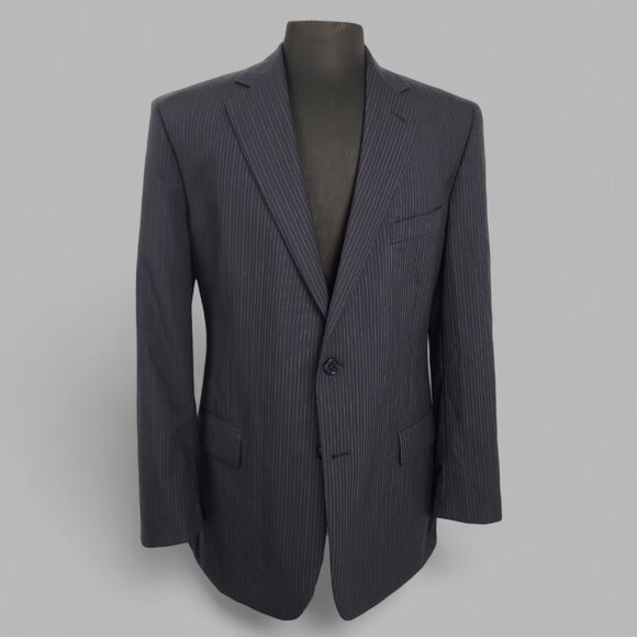 Brooks Brothers 346 Black Striped 2-Piece Suit 43R- Pants W46xL28 - Picture 1 of 16